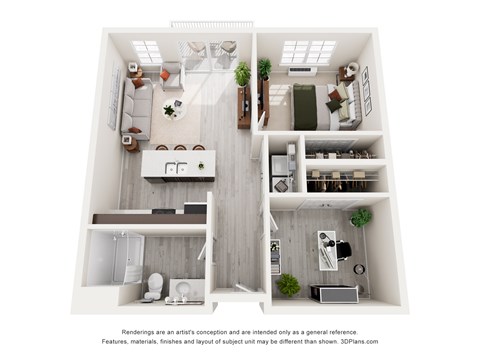 Floor plan for 1 bed, 1 bath, 795 sqft